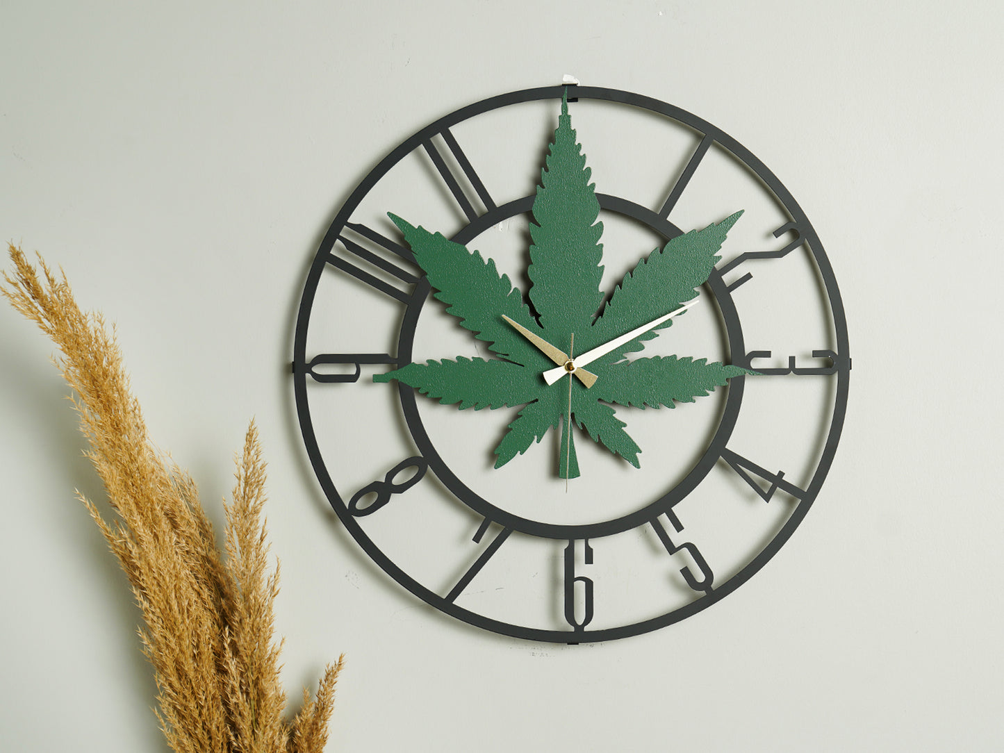 Muyika Cannabis Oversized Metal Wall Clock 20" | Silent Motor