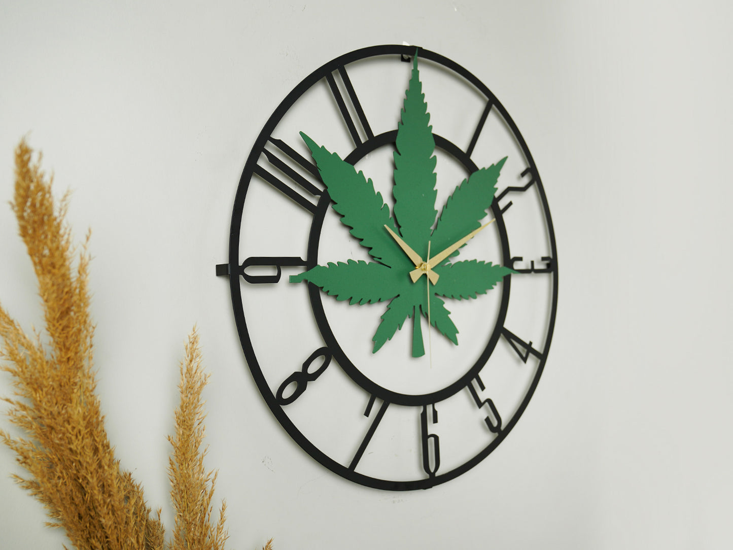 Muyika Cannabis Oversized Metal Wall Clock 20" | Silent Motor