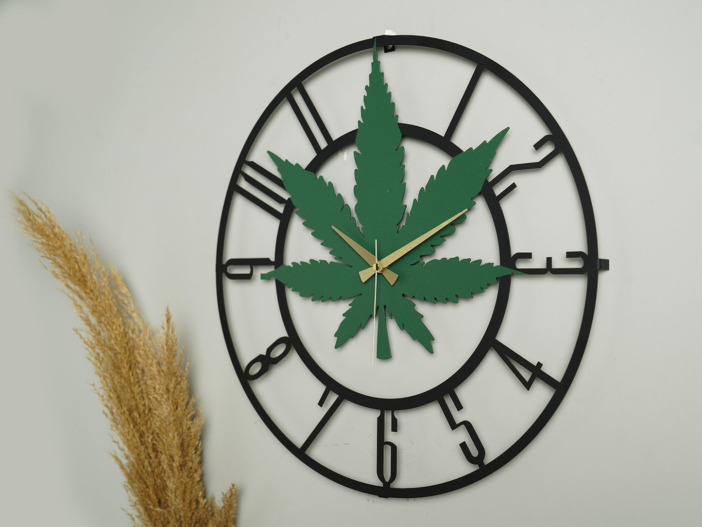 Muyika Cannabis Oversized Metal Wall Clock 20" | Silent Motor