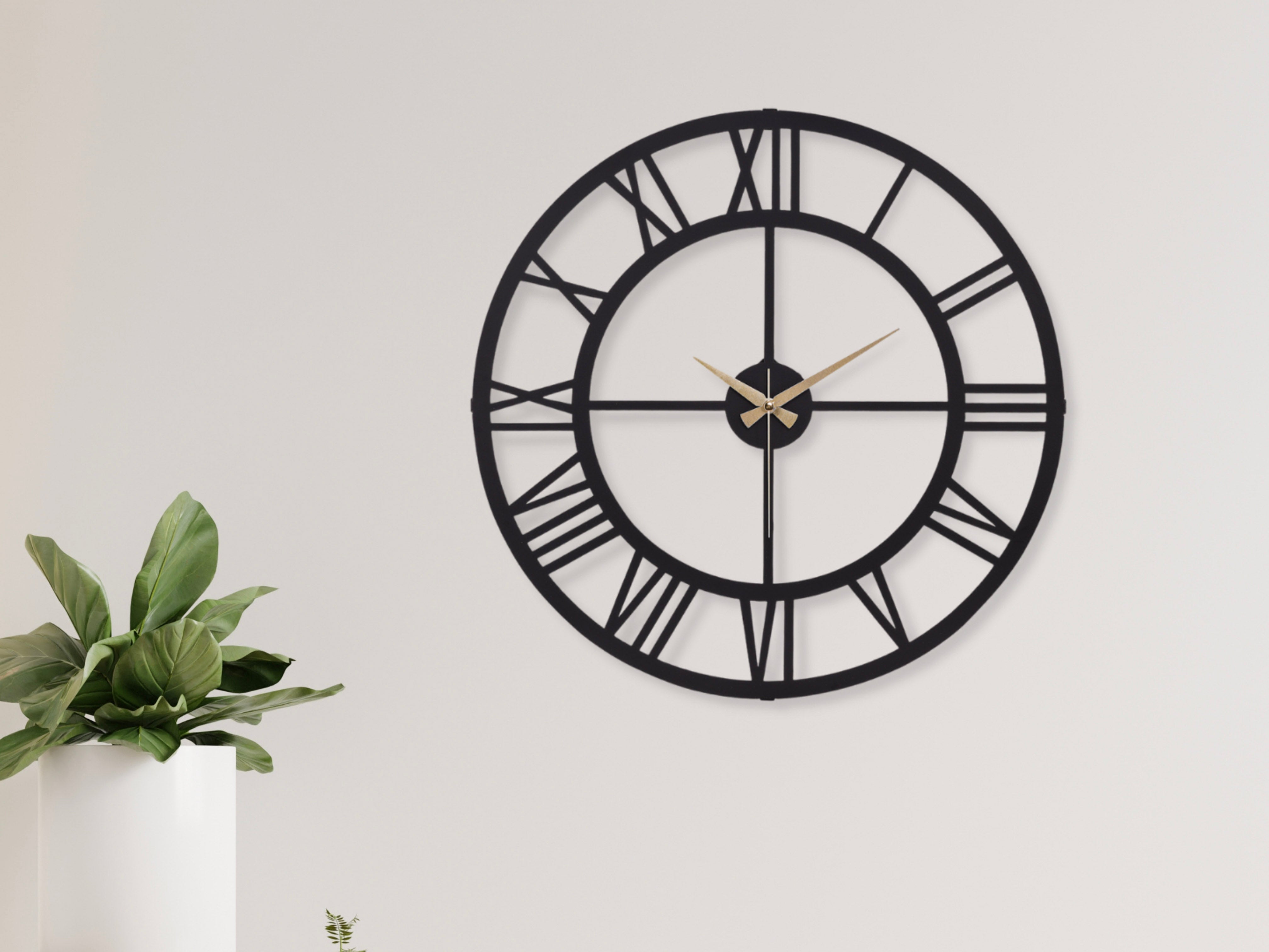Muyika Roman Numerals Oversized Metal Wall Clock 20