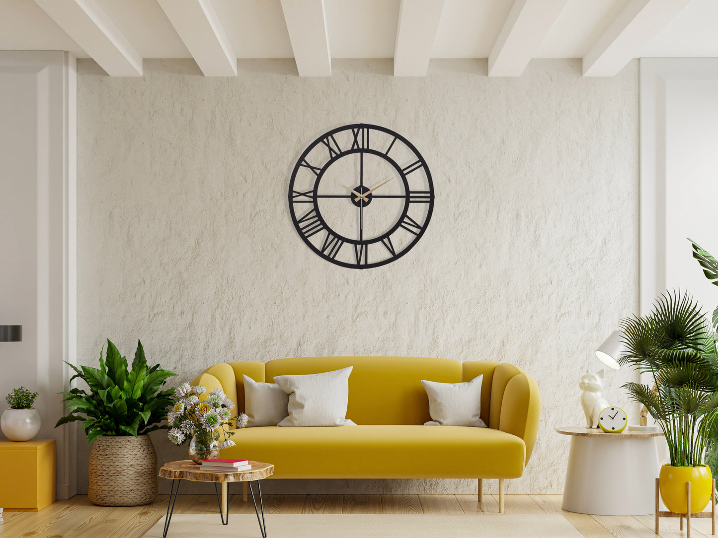 Muyika Roman Numerals Oversized Metal Wall Clock 20" | Silent Motor