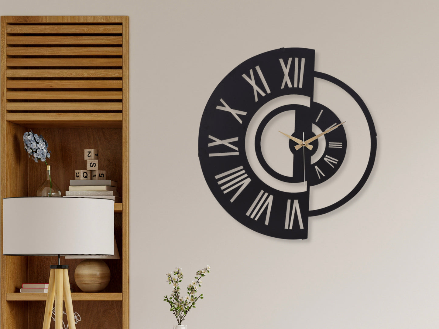 Muyika Routa Oversized Metal Wall Clock 20" | Silent Motor