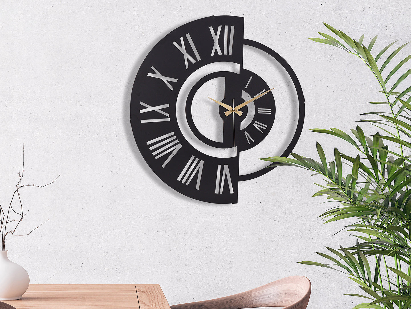 Muyika Routa Oversized Metal Wall Clock 20" | Silent Motor