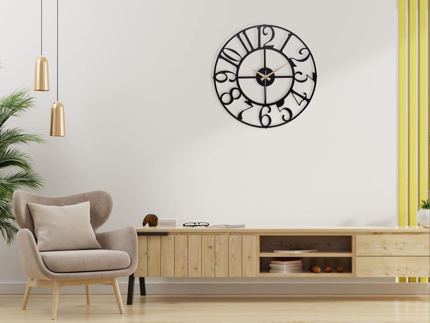 Muyika Bonnie Oversized Metal Wall Clock 20" | Silent Motor