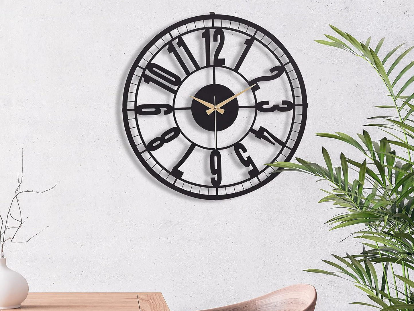 Muyika Bruno Oversized Metal Wall Clock 20", Silence Motor