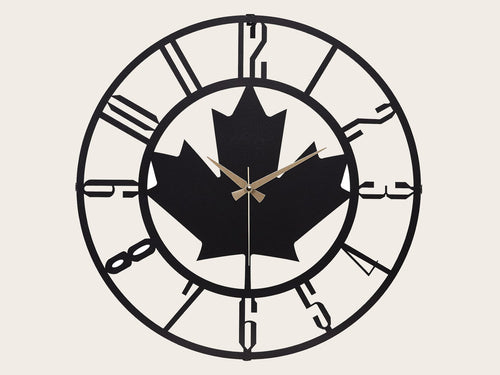 Muyika Maple Leaf Oversized Metal Wall Clock 20" | Silent Motor