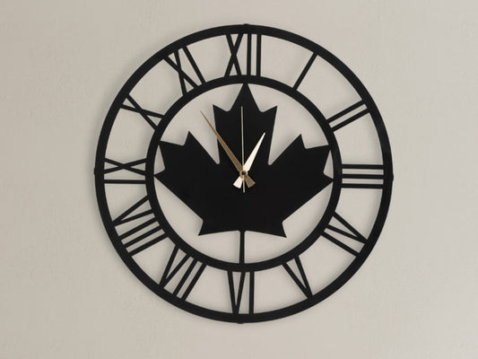 Muyika Maple Leaf Roman Numerals Large Wall Clock